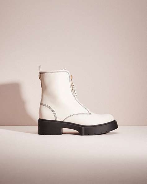 COACH®,RESTORED LIZA BOOTIE,Leather,Chalk,Front View