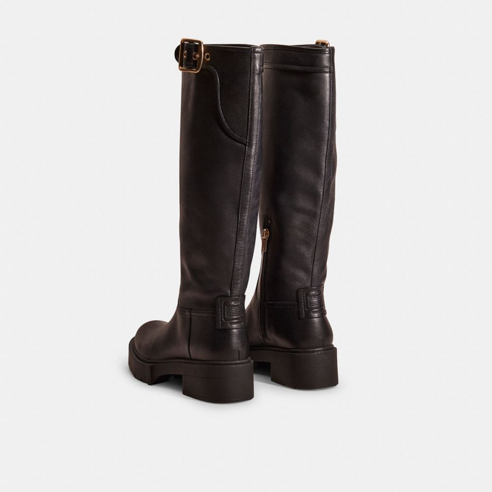 COACH®,Restored Lilli Boot,Rubber,Boots,Traction,Pull Tab,Day Party,Black,Back View