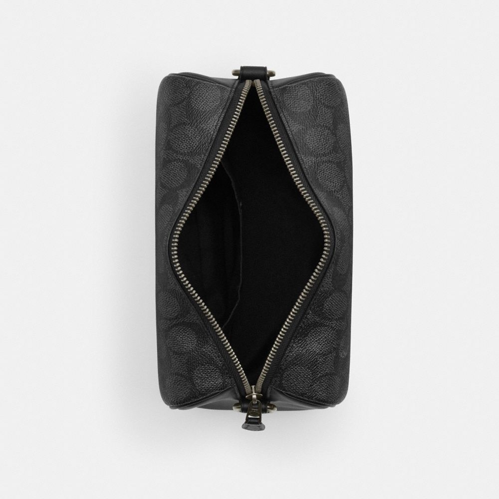 COACH®,PORTÉ-CROISÉ AXEL EN TOILE SIGNATURE,Tissu en toile exclusif,Bronze industriel/Anthracite/Noir,Inside View,Top View