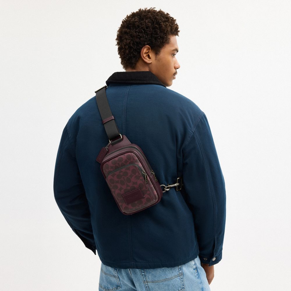 COACH®,Racer Sling Pack In Signature Canvas,Slingback,Color Block,Casual,Multi Color,Detail View