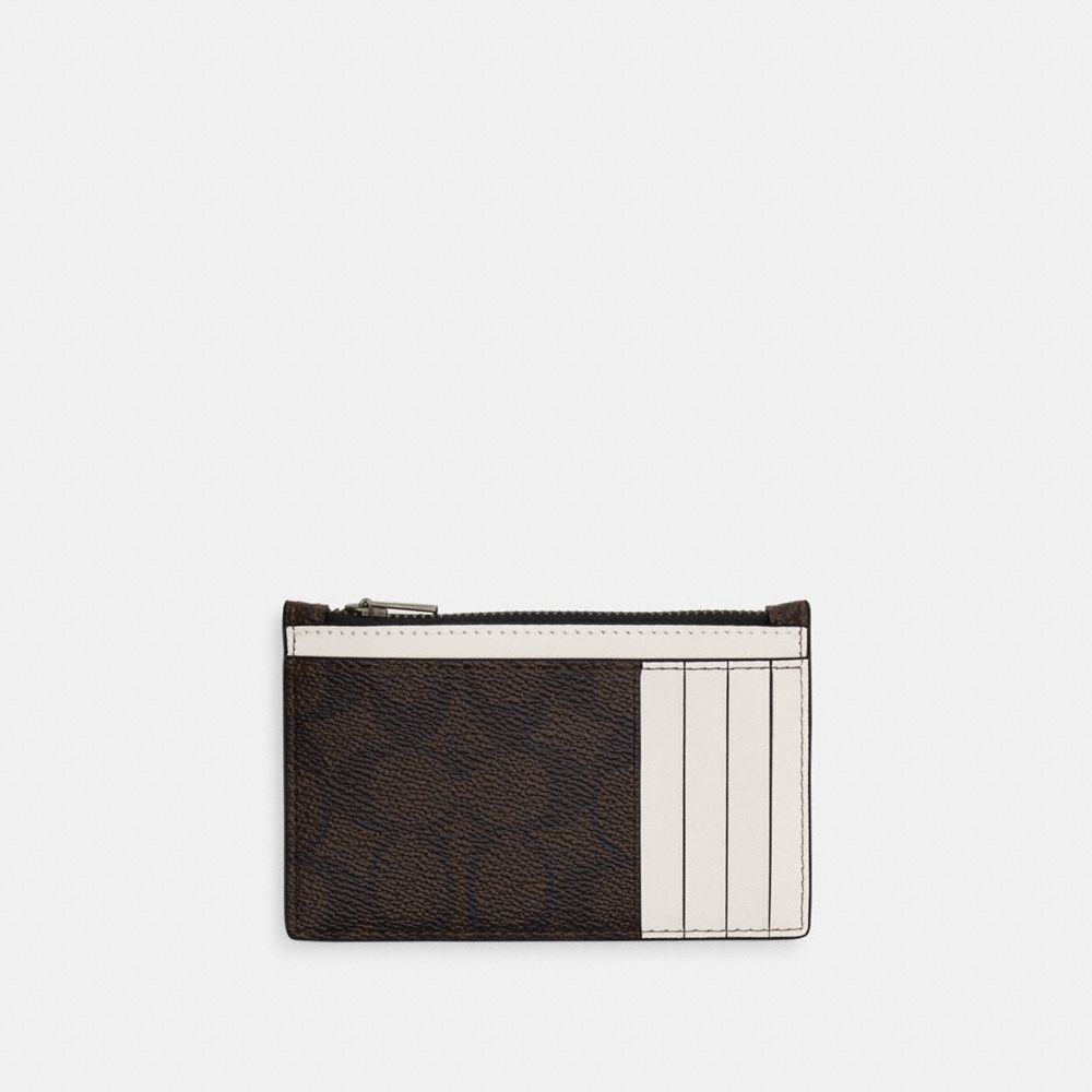 COACH®,Zip Card Case In Signature Canvas,Pouch,Card Case,Coin,Color Block,Casual,Multi Color,Back View