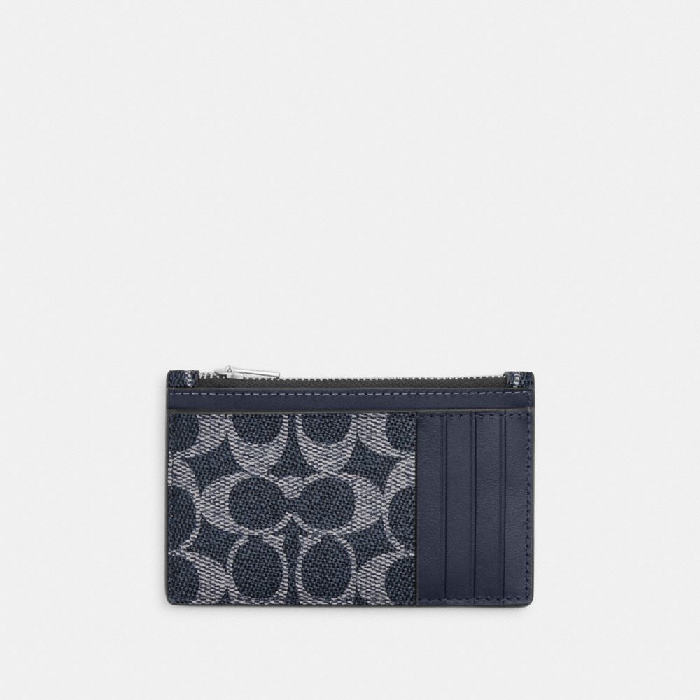 COACH®,Zip Card Case In Signature Canvas,Coin,Pouch,Card Case,Color Block,Casual,,Back View