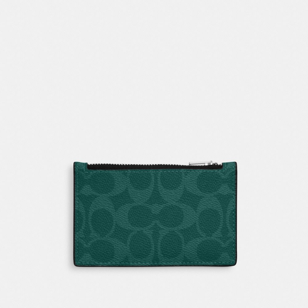 COACH®,Zip Card Case In Signature Canvas,Coin,Pouch,Card Case,Color Block,Casual,,Front View