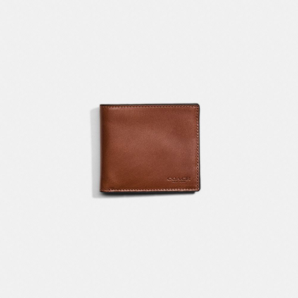 COACH®,RESTORED DOUBLE BILLFOLD WALLET,Dark Saddle,Front View