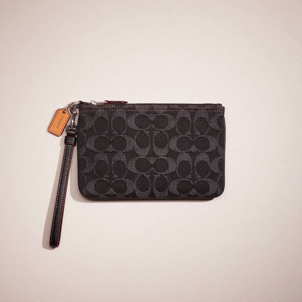 Coach Restored Small Wristlet In Signature Denim