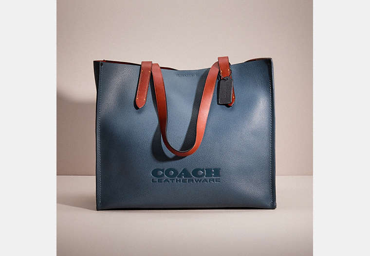 COACH®,RESTORED RELAY TOTE,Large,Denim,Front View