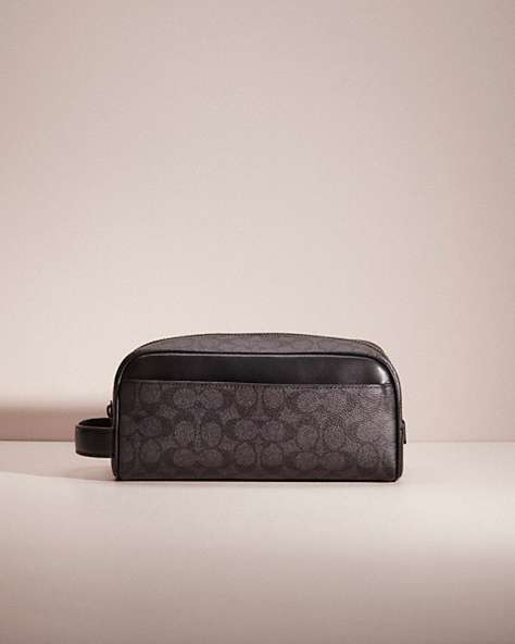 COACH®,RESTORED TRAVEL KIT IN SIGNATURE CANVAS,Charcoal,Front View