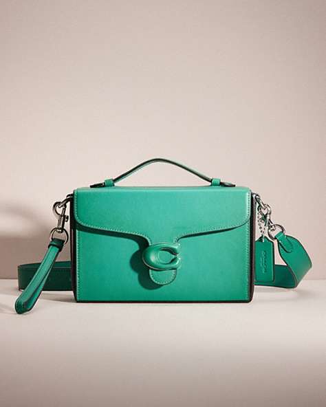 COACH®,RESTORED TABBY BOX BAG,Silver/Bright Green,Front View