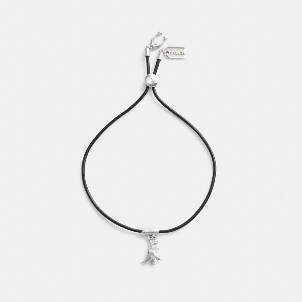 COACH®,BRACELET COULISSANT EN CUIR REXY,Argent/Noir,Inside View,Top View