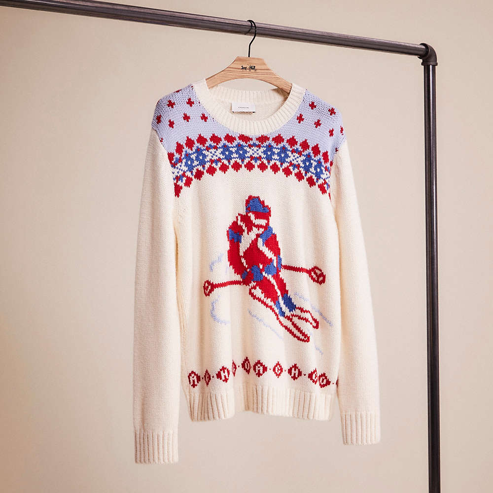 Coach Restored Ski Fair Isle Knit Sweater In Cream