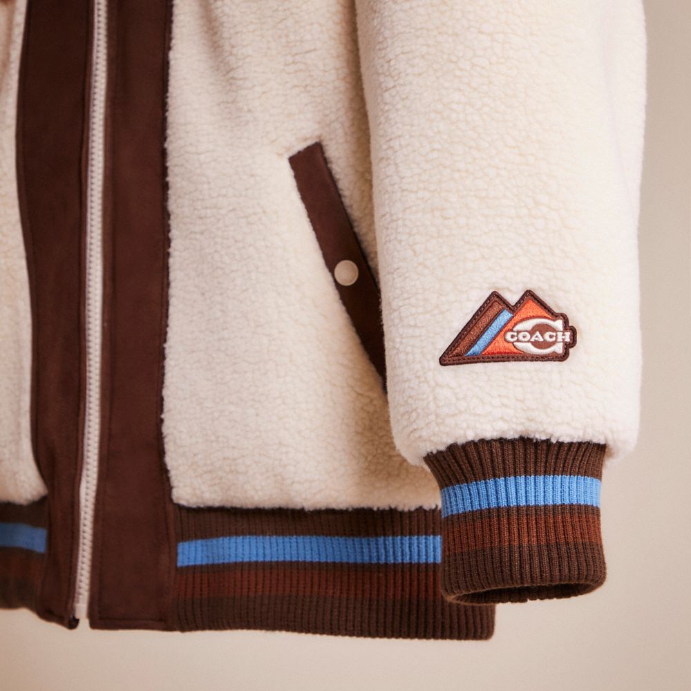 COACH®,Restored Reversible Puffer,Polyester,Shearling,Wool,Shearling,Mixed Media,Piping,Color Block,Casual,Multi Color,Scale View