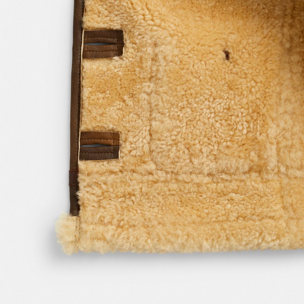 COACH®,Shearling Cardigan Jacket,Shearling,Leather,Button,Shearling,Casual,Brown,Inside View,Top View