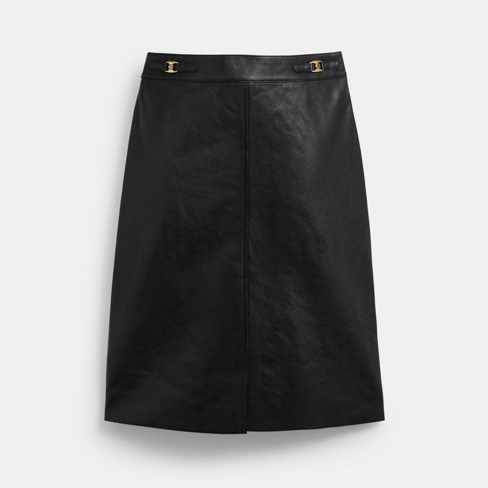 COACH Heritage C Leather Skirt Women s Black Size 6