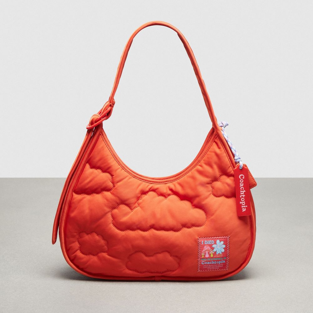 COACH®,Coachtopia Loop Ergo Bag with Cloud Quilting,Medium,Sun Orange,Front View