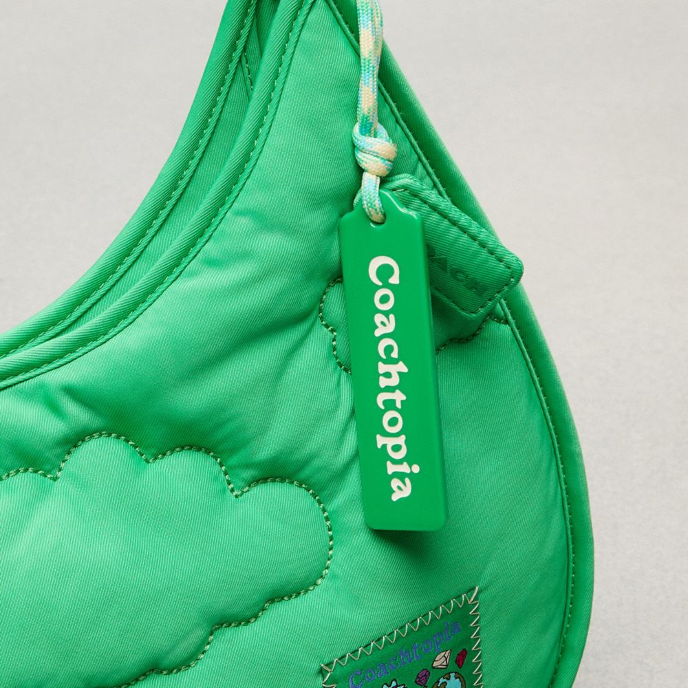 COACH®,Coachtopia Loop Ergo Bag With Cloud Quilting,Lining Polyester,Shoulder Bag,Plastic,Logo,Tag Embellishment,Casual,Green,Group View