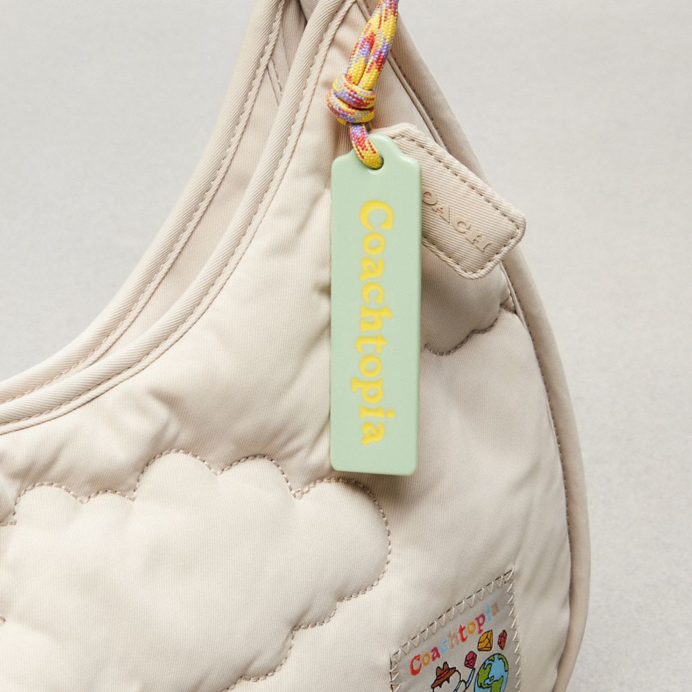 COACH®,Coachtopia Loop Ergo Bag With Cloud Quilting,Lining Polyester,Shoulder Bag,Plastic,Tag Embellishment,Logo,Casual,Cream,Group View