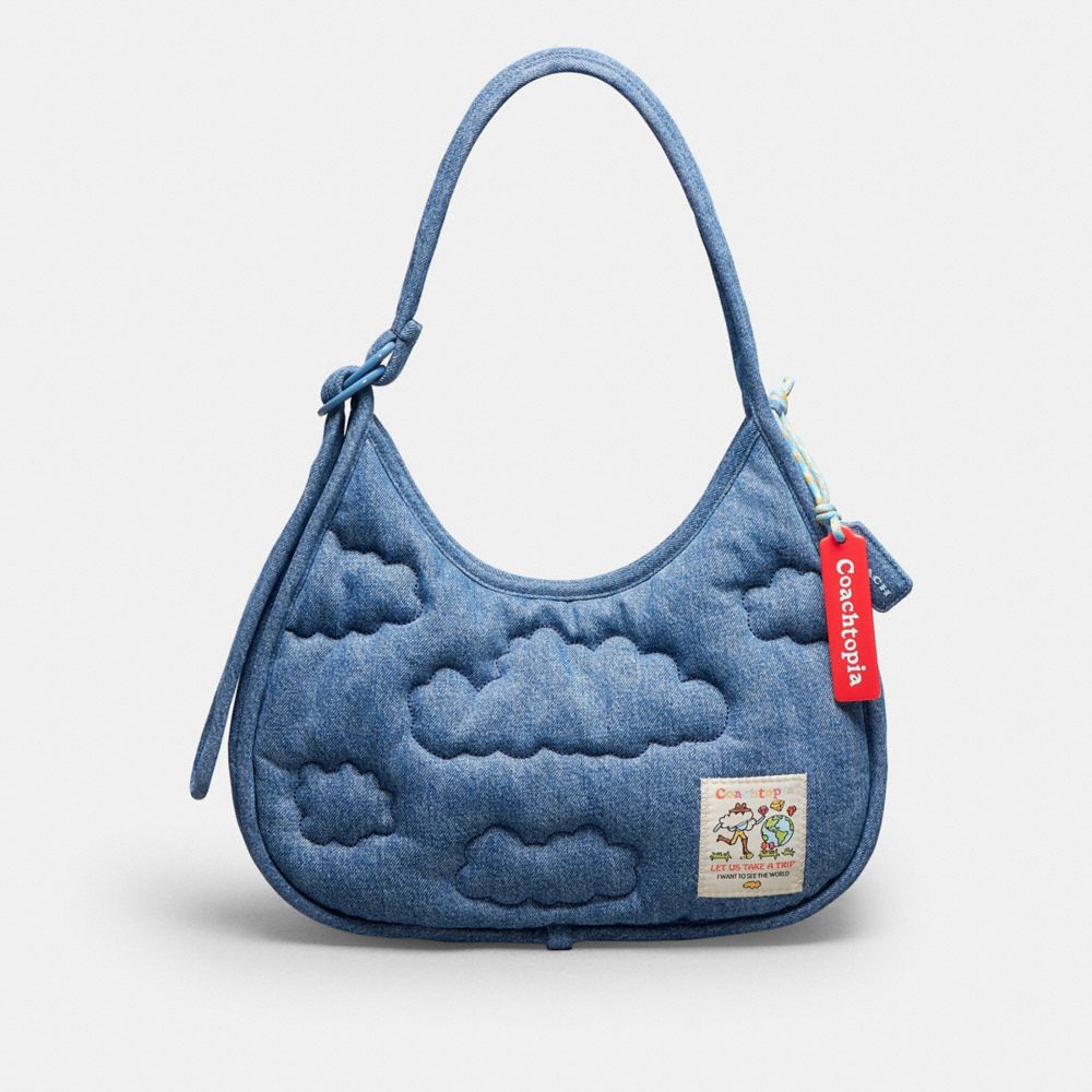 COACH®,Ergo Bag With Cloud Quilting,Medium,Denim,Front View