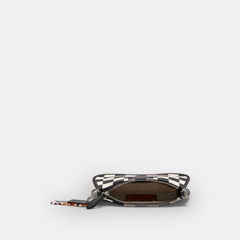 COACH®,Alter/Ego Small Wavy Shoulder Bag In Checkerboard Upcrafted Leather,Leather,Shoulder Bag,Baguette,Plastic,Embossed,...,Black,Inside View,Top View