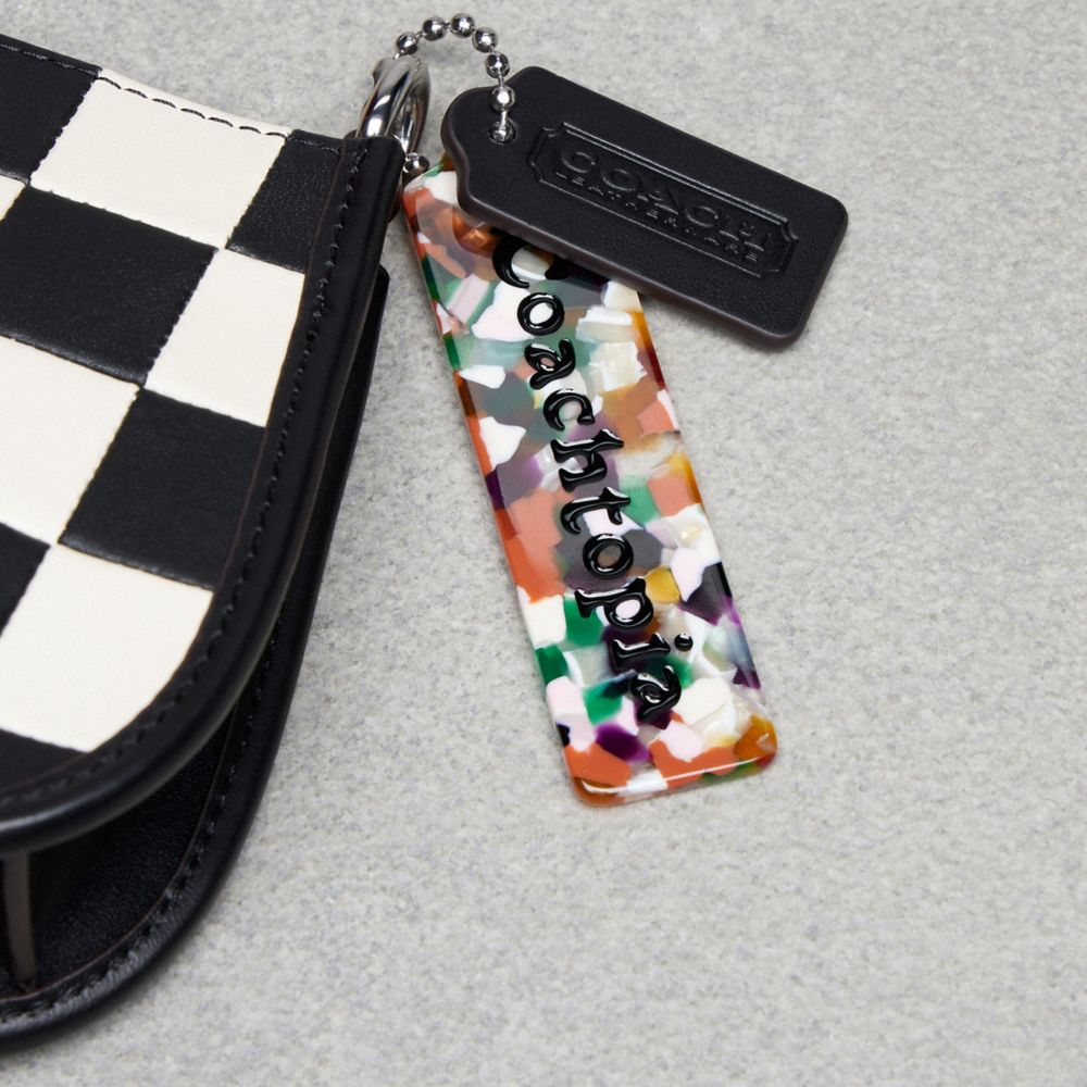 COACH®,Alter/Ego Small Wavy Shoulder Bag In Checkerboard Upcrafted Leather,Leather,Shoulder Bag,Baguette,Plastic,Embossed,...,Black,Group View