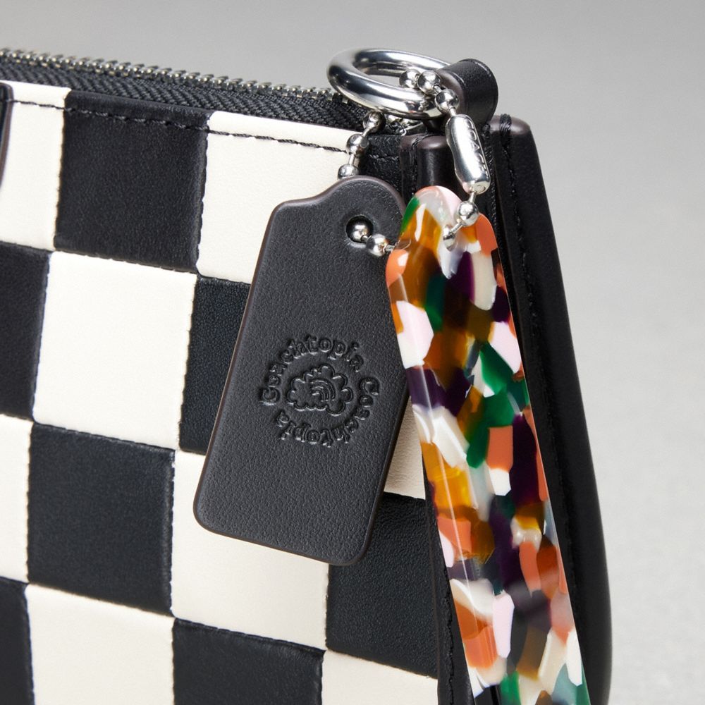 COACH®,Alter/Ego Small Wavy Shoulder Bag In Checkerboard Upcrafted Leather,Leather,Shoulder Bag,Baguette,Plastic,Embossed,...,Black