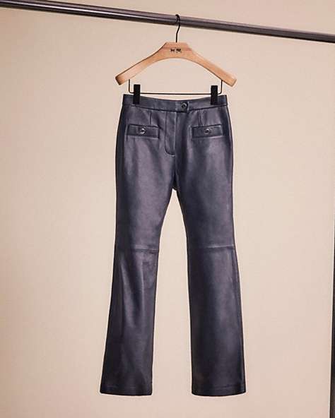 COACH®,RESTORED LEATHER PANTS,Navy,Front View