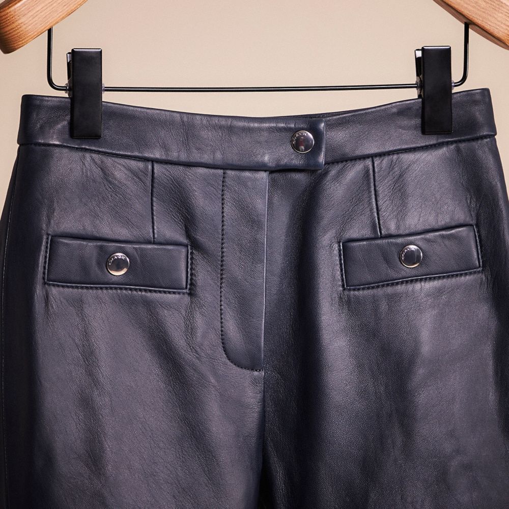 COACH®,RESTORED LEATHER PANTS,Navy,Scale View