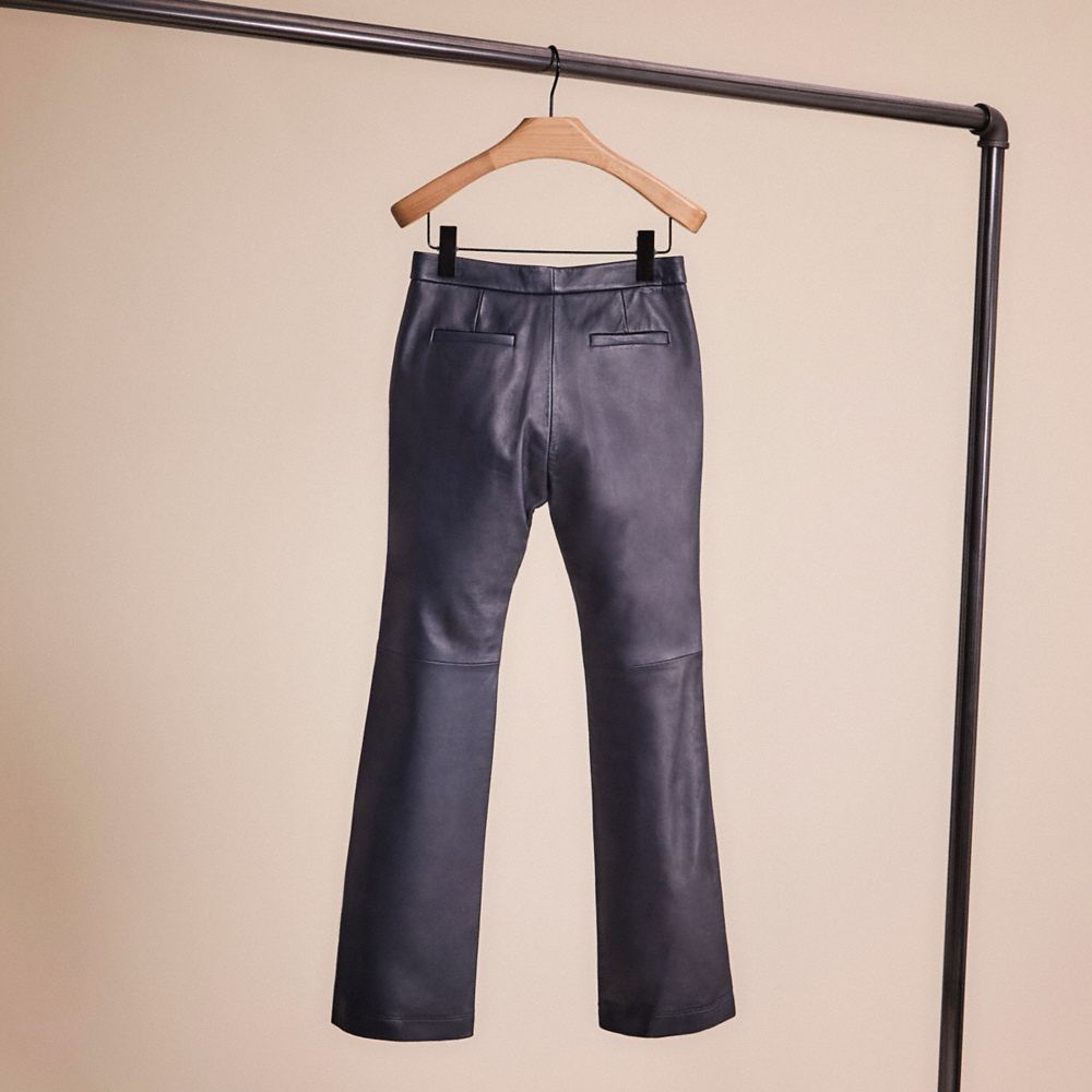 COACH®,RESTORED LEATHER PANTS,Navy,Back View