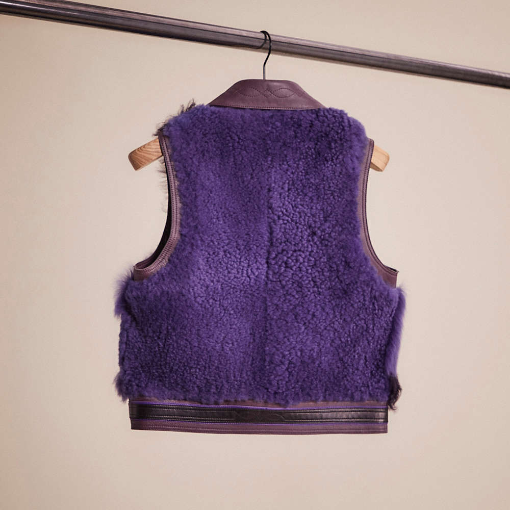 Shop Coach Restored Patchwork Shearling Vest In Purple