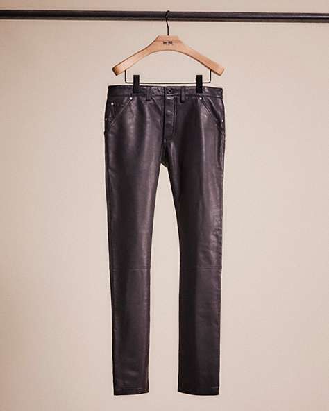 COACH®,RESTORED LEATHER JEANS,Leather,Black,Front View
