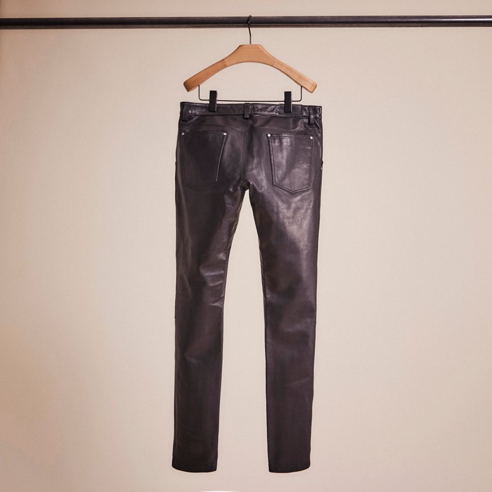 Shop Coach Restored Leather Jeans In Black