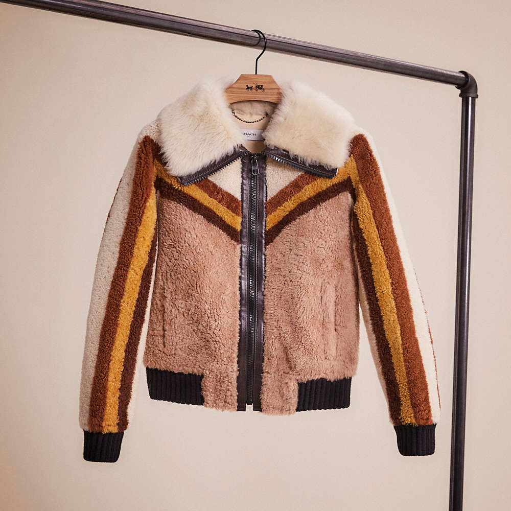 Coach Restored Shearling Bomber Jacket In Pink