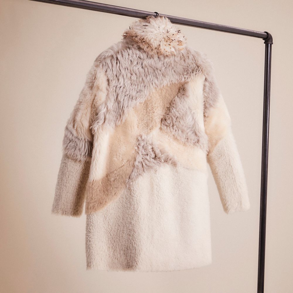 Wool shearling coat store coach