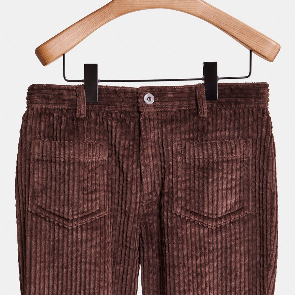 COACH®,Restored Corduroy Pants,Cotton,Straight,No Embellishment,Casual,Brown,Scale View