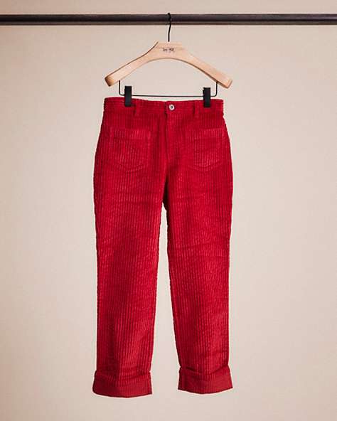 COACH®,RESTORED CORDUROY PANTS,cotton,Red,Front View