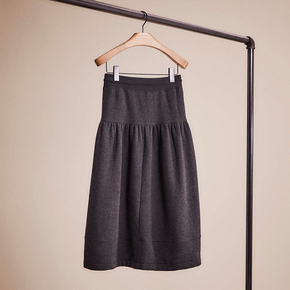 Shop Coach Restored Jersey Skirt With Coverstitch Detail In Charcoal