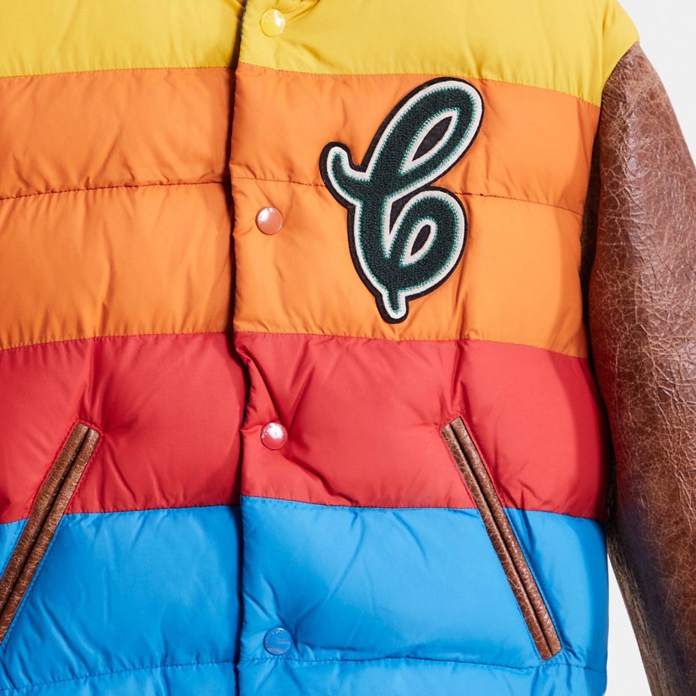 Coach Restored Hybrid Varsity Jacket In Blue Multi