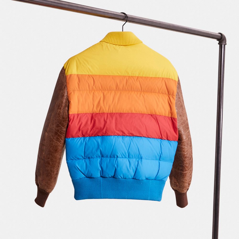 Coach Restored Hybrid Varsity Jacket In Blue Multi