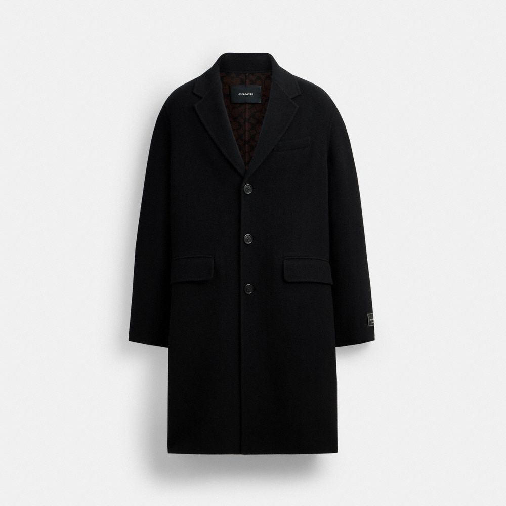 Noir Manteau en laine double face