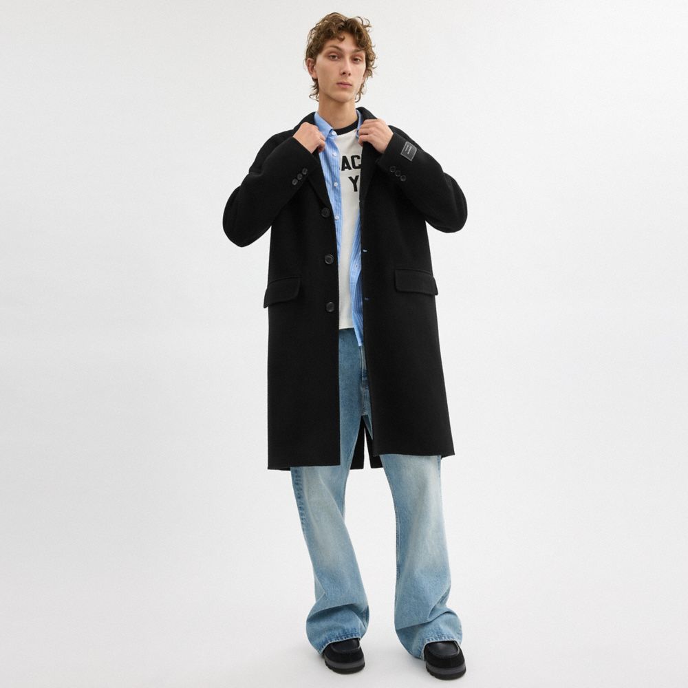 COACH®,Double Faced Wool Coat,Wool,Top Coat,Work,Black,Scale View