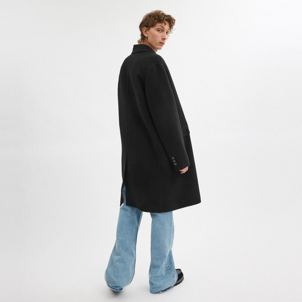 Coach Doppelseitiger Mantel Aus Wolle In Black