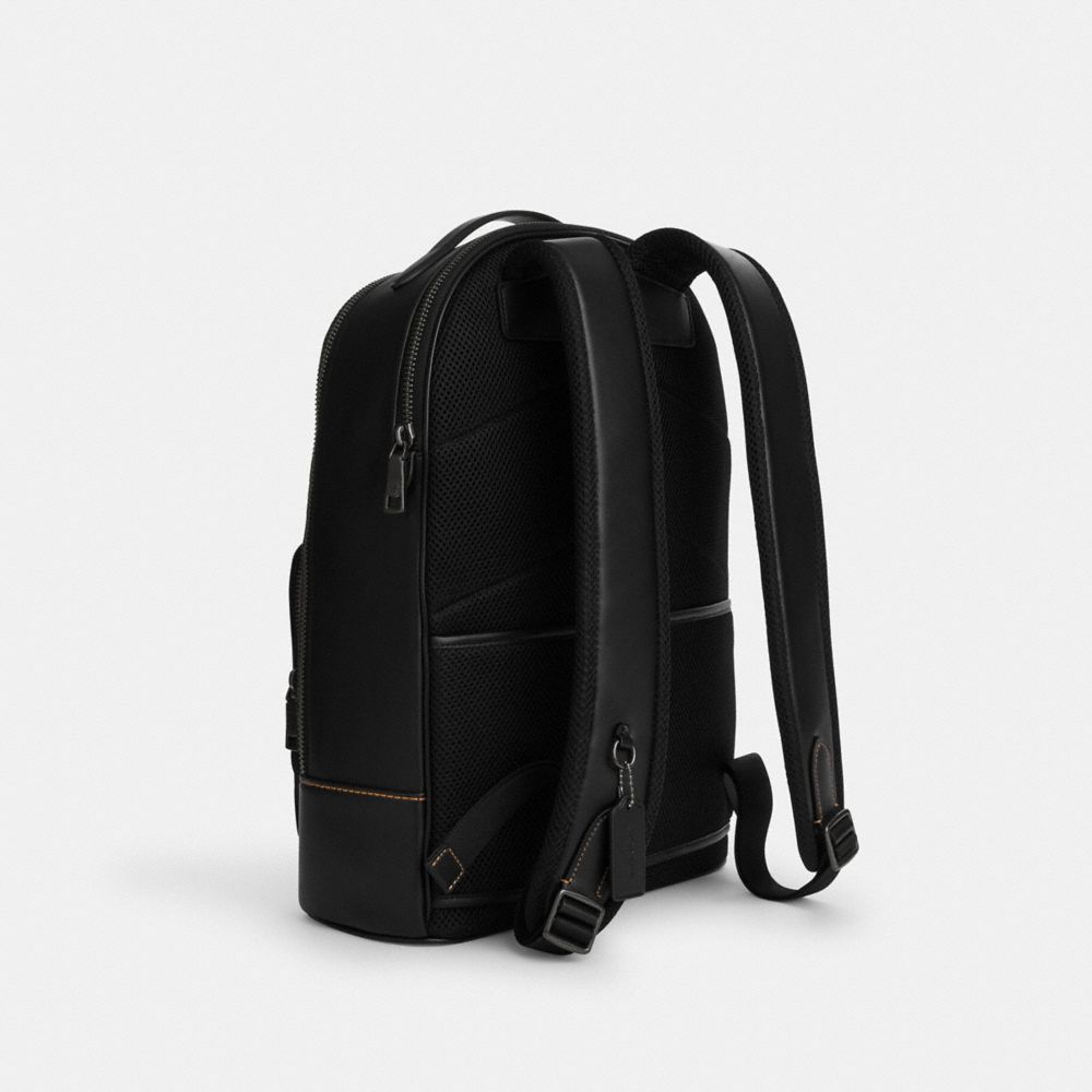 COACH®,SAC À DOS ETHAN EN TOILE EXCLUSIVE,Tissu en toile exclusif,Qb/Marron/Noir,Angle View
