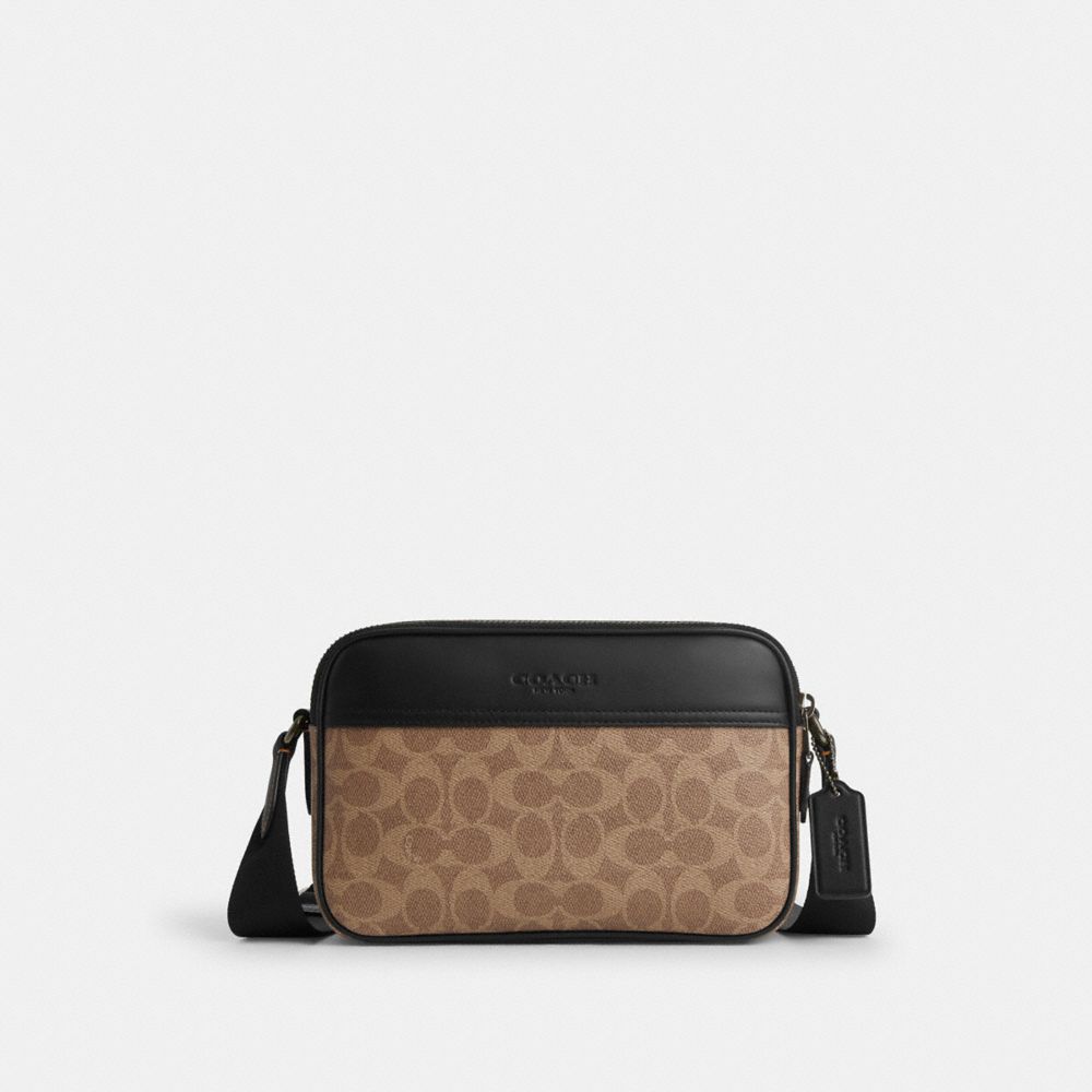 Qb Tan Black Graham Crossbody Bag In Signature Canvas