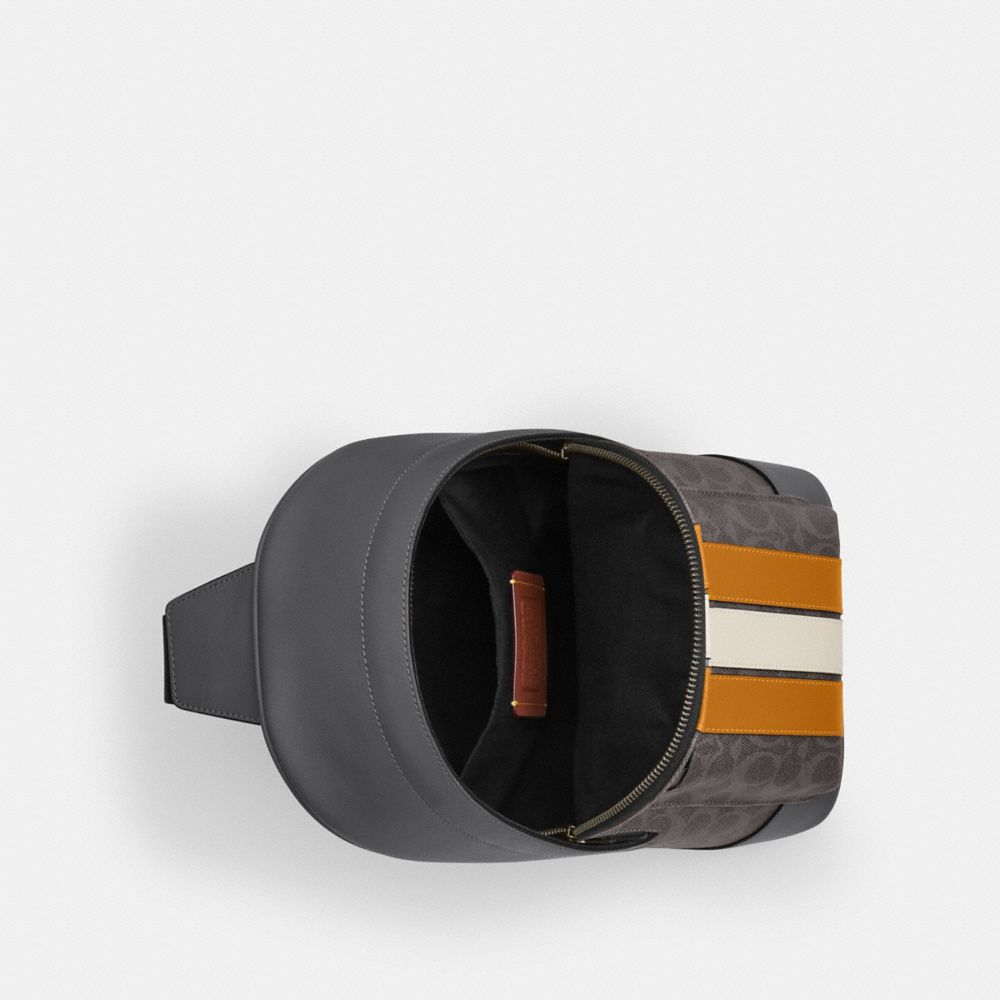 COACH®,SACOCHE WEST EN TOILE EXCLUSIVE À RAYURES VARSITY,Toile exclusive,Qb/Gris/Ocre/Craie,Inside View,Top View