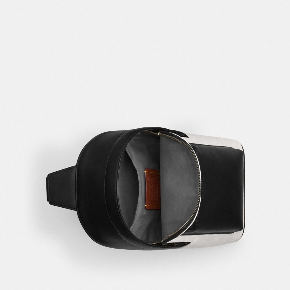 COACH®,West Pack In Signature Canvas,Canvas,Calfskin Leather,Slingback,Logo,Color Block,Embossed,Adjustable,Casual,Multi Color,Inside View,Top View