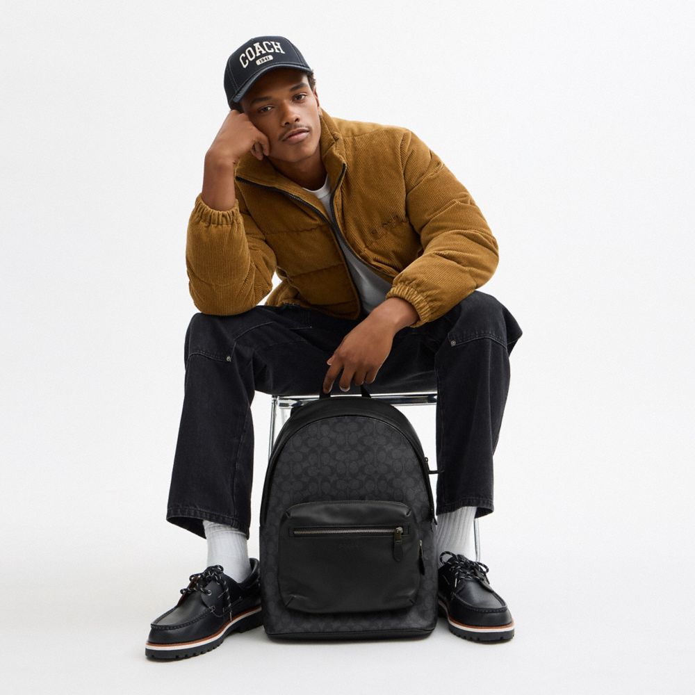 COACH®,West Backpack In Signature Canvas,Backpack,Casual,Black,Detail View