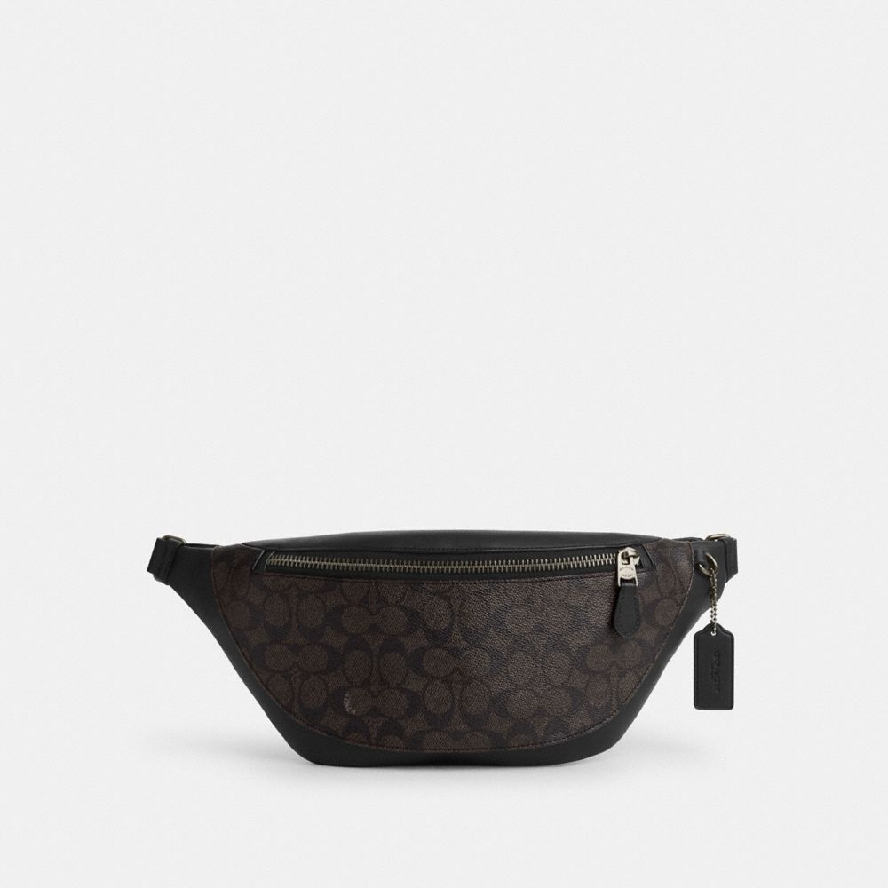 COACH®,Warren Belt Bag In Signature Canvas,Canvas,Belt Bag,Casual,Black,Front View