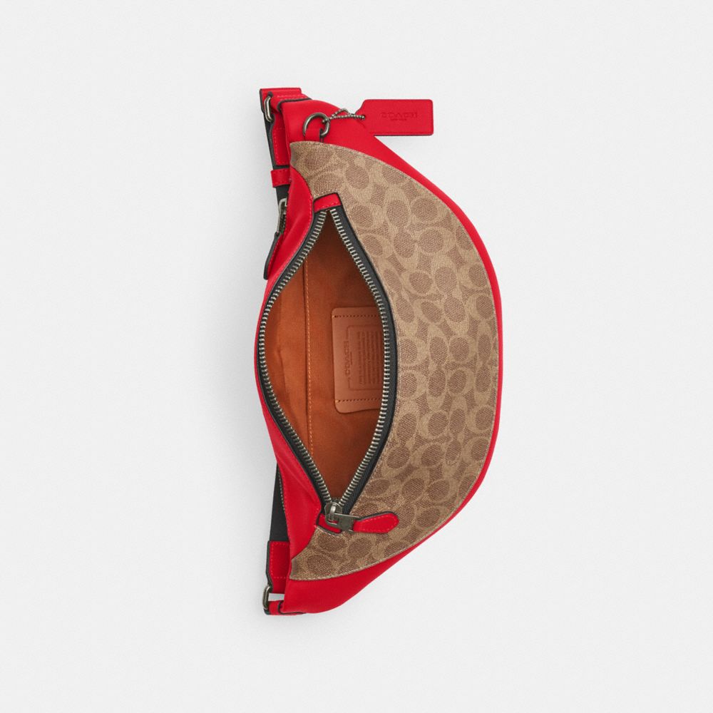 COACH®,Warren Belt Bag In Signature Canvas,Canvas,Belt Bag,Casual,Brown,Inside View,Top View