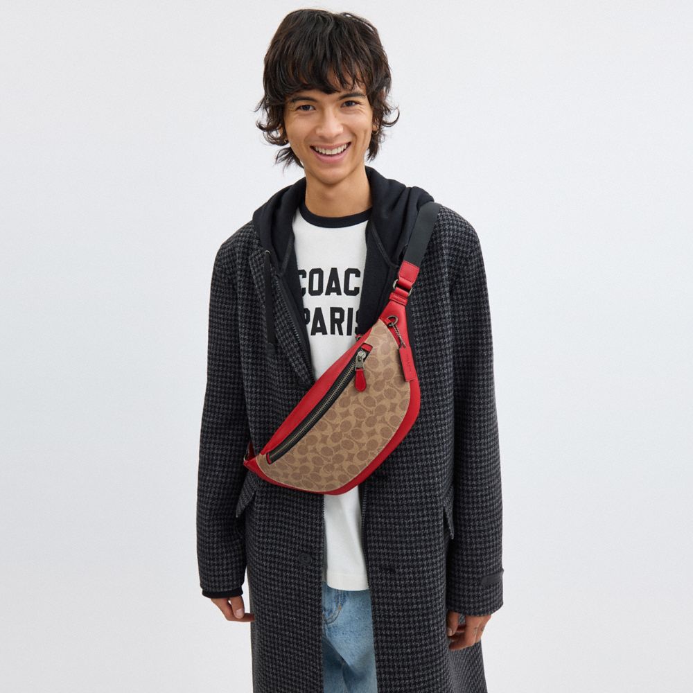 COACH®,Warren Belt Bag In Signature Canvas,Canvas,Belt Bag,Casual,Brown,Detail View