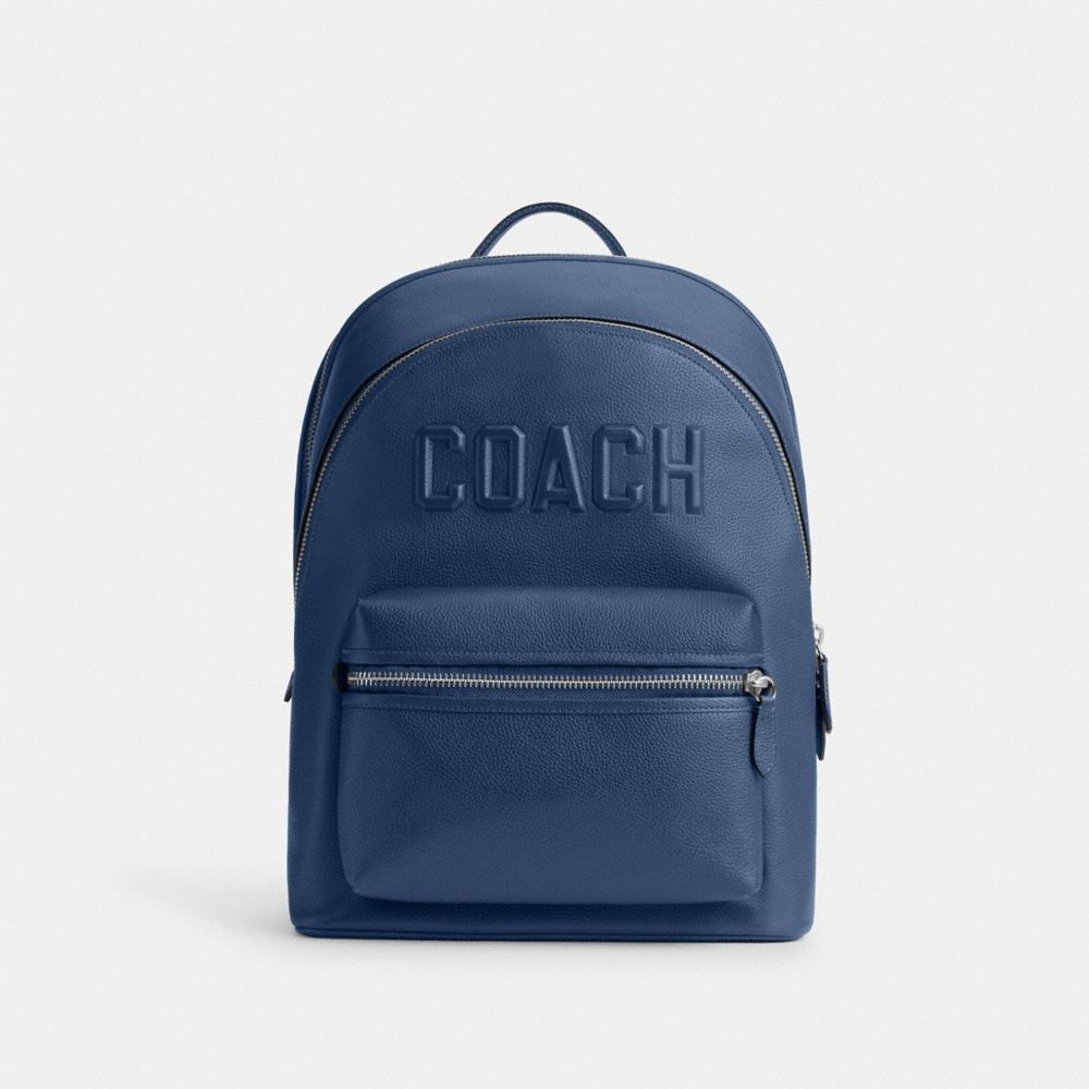 COACH®,Charter Backpack With Coach Graphic,Backpack,Casual,Navy,Front View