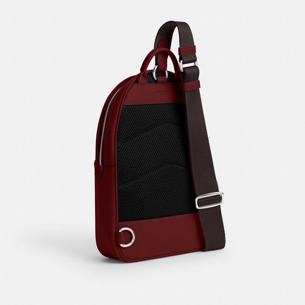 COACH®,Charter Pack With Coach Graphic,Mesh,Slingback,Casual,Maroon,Angle View